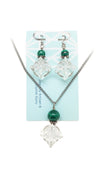 Quartz Merkaba w/Malachite set (necklaces/earring)
